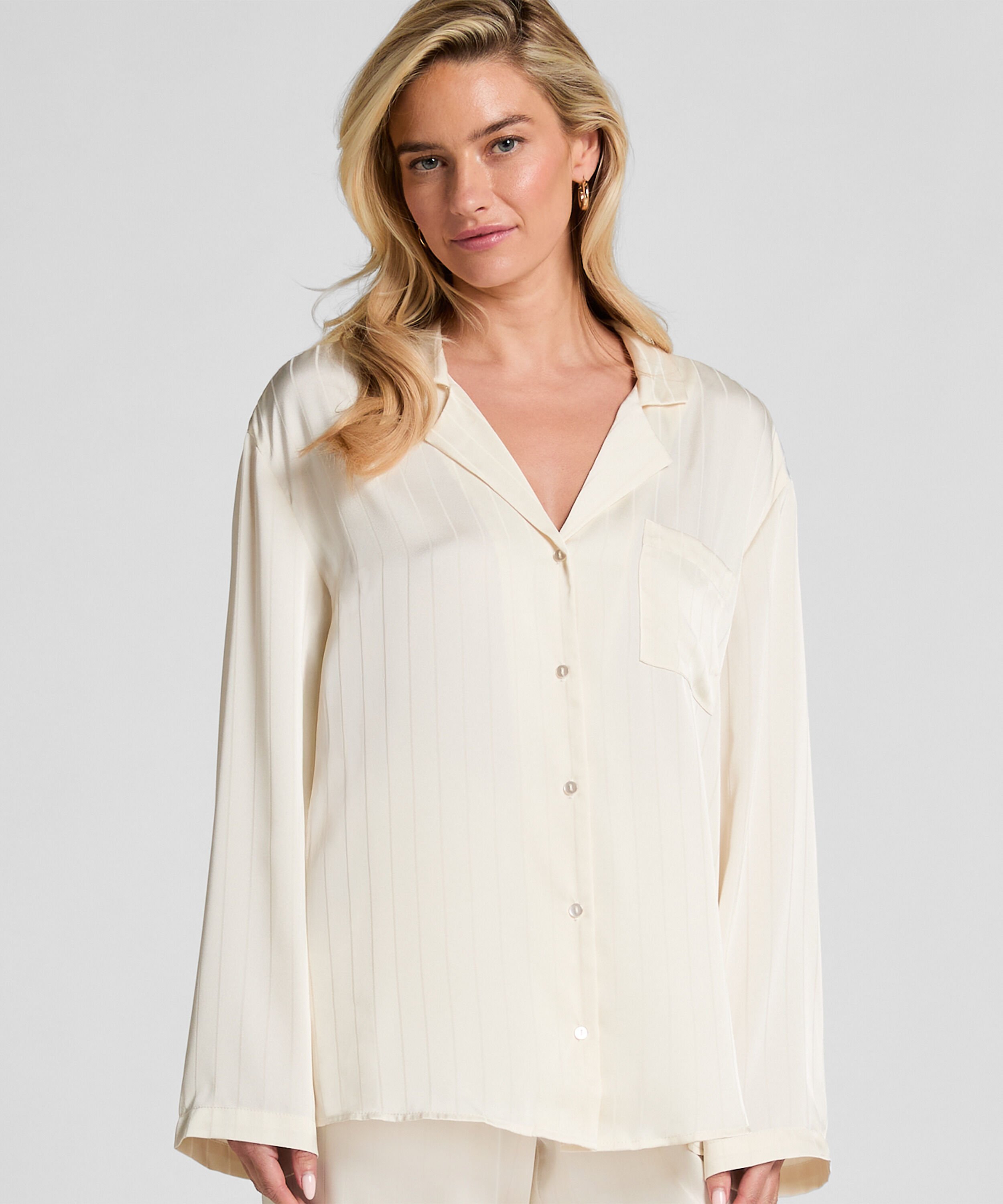 Veste en satin &agrave; rayures, Blanc