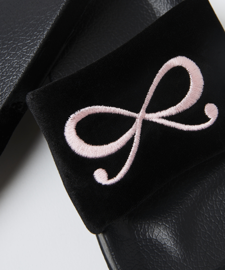Bow Velour Slider, Noir