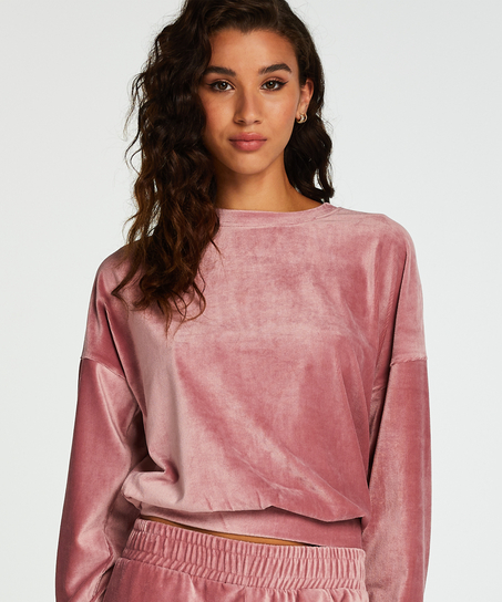 Top met lange mouwen Velours Rib, Roze
