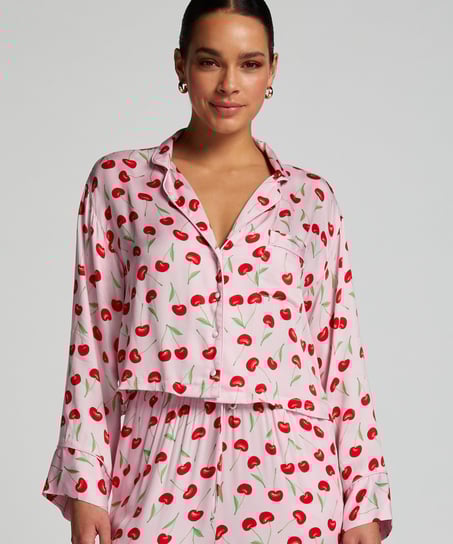 Haut de pyjama à manches longues Twill, Rose