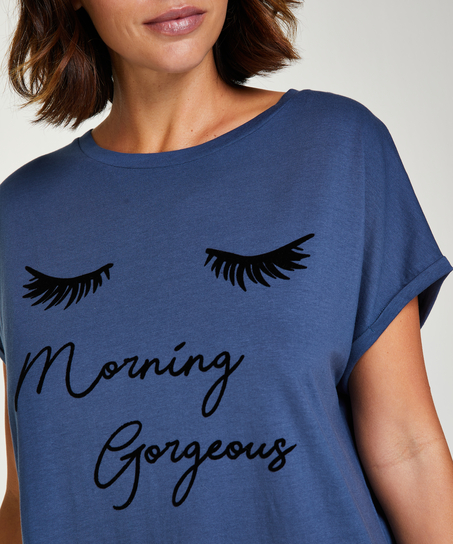 Nachthemd ronde hals, Blauw