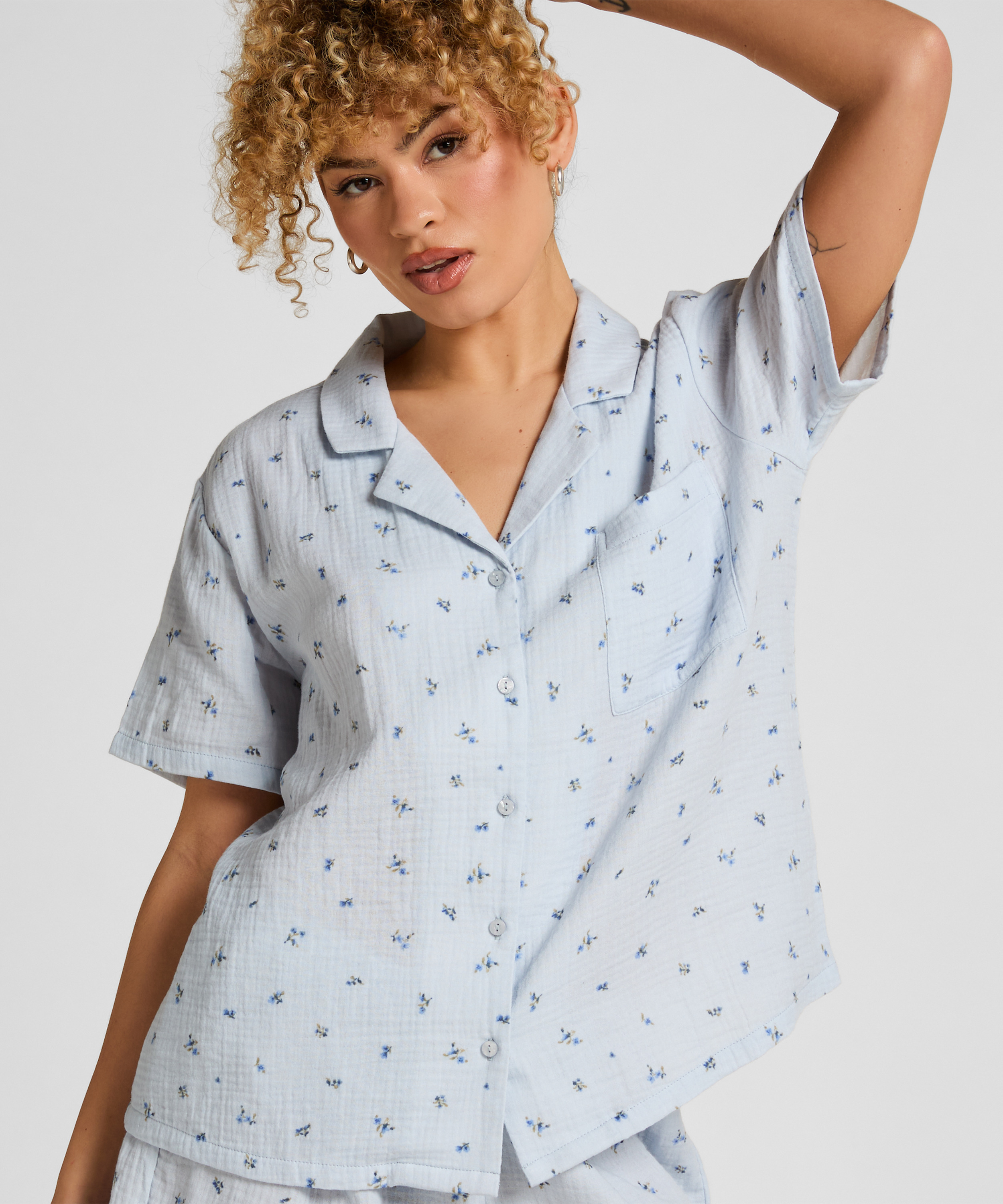 Veste en mousseline, Bleu, main