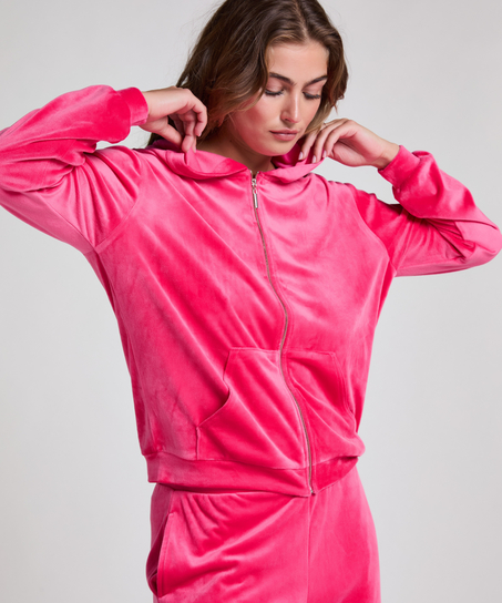 Hoodie jas Velours, Roze