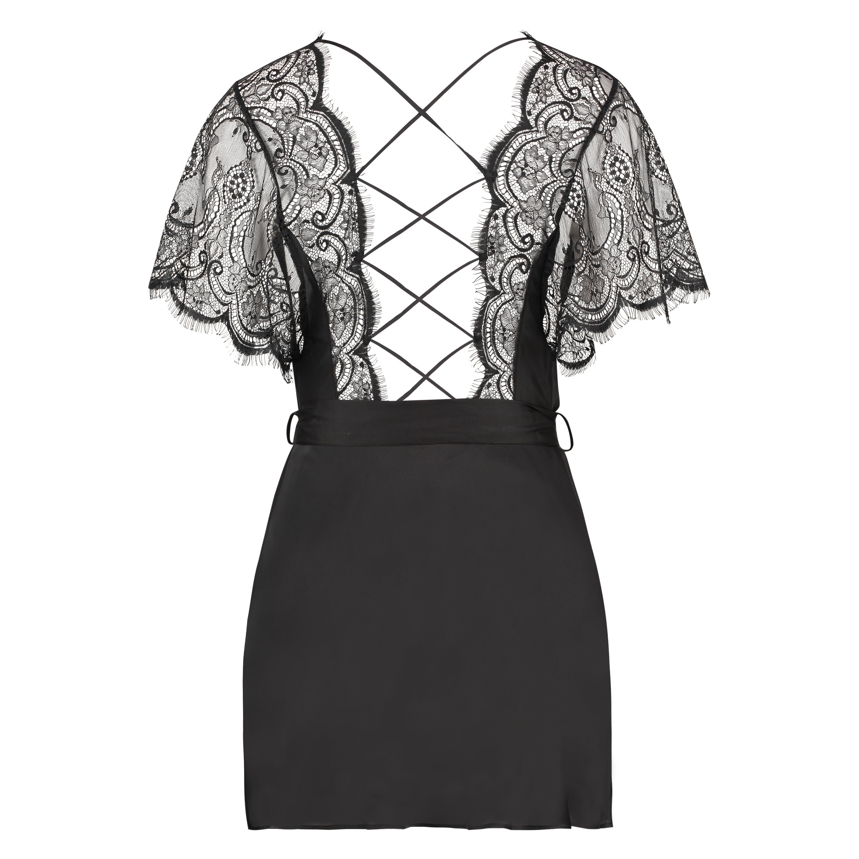 Kimono satin Coco, Zwart, main