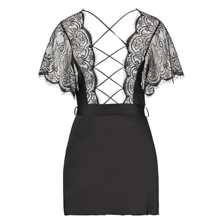 Kimono satin Coco, Zwart