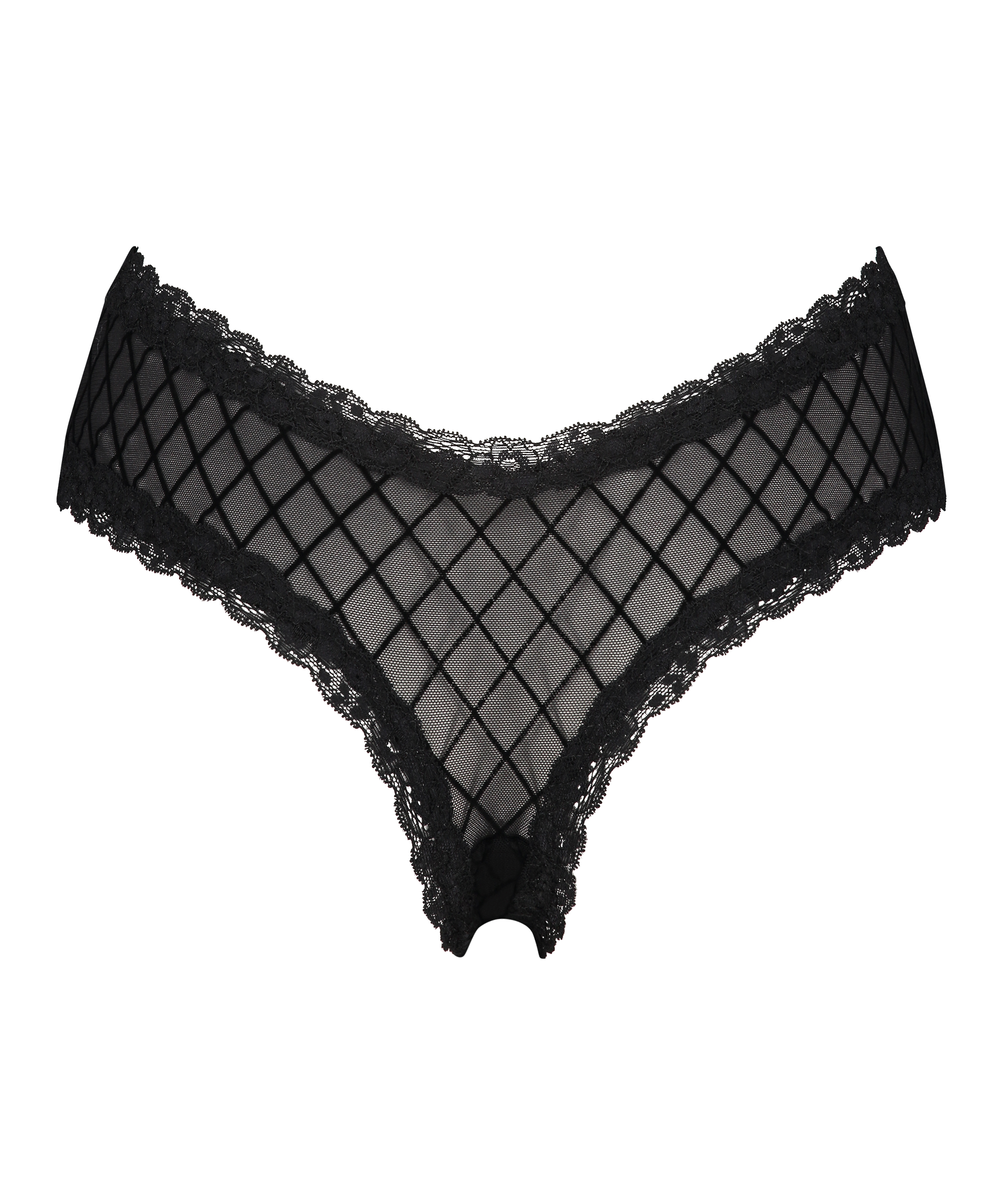 Slip br&eacute;silien V-shape mesh, Noir, main