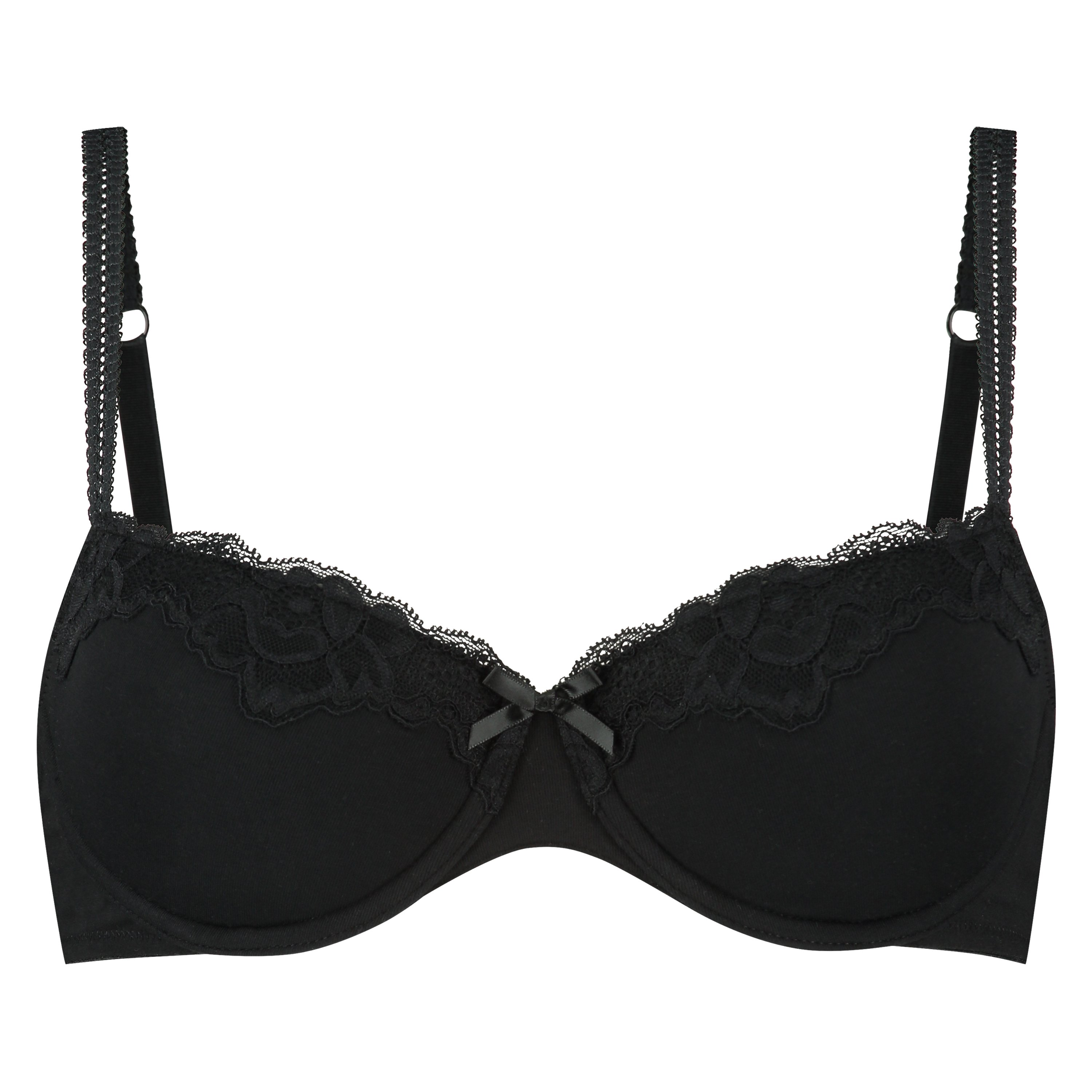 Voorgevormde beugel bh Secret Lace Katoen, Zwart, main