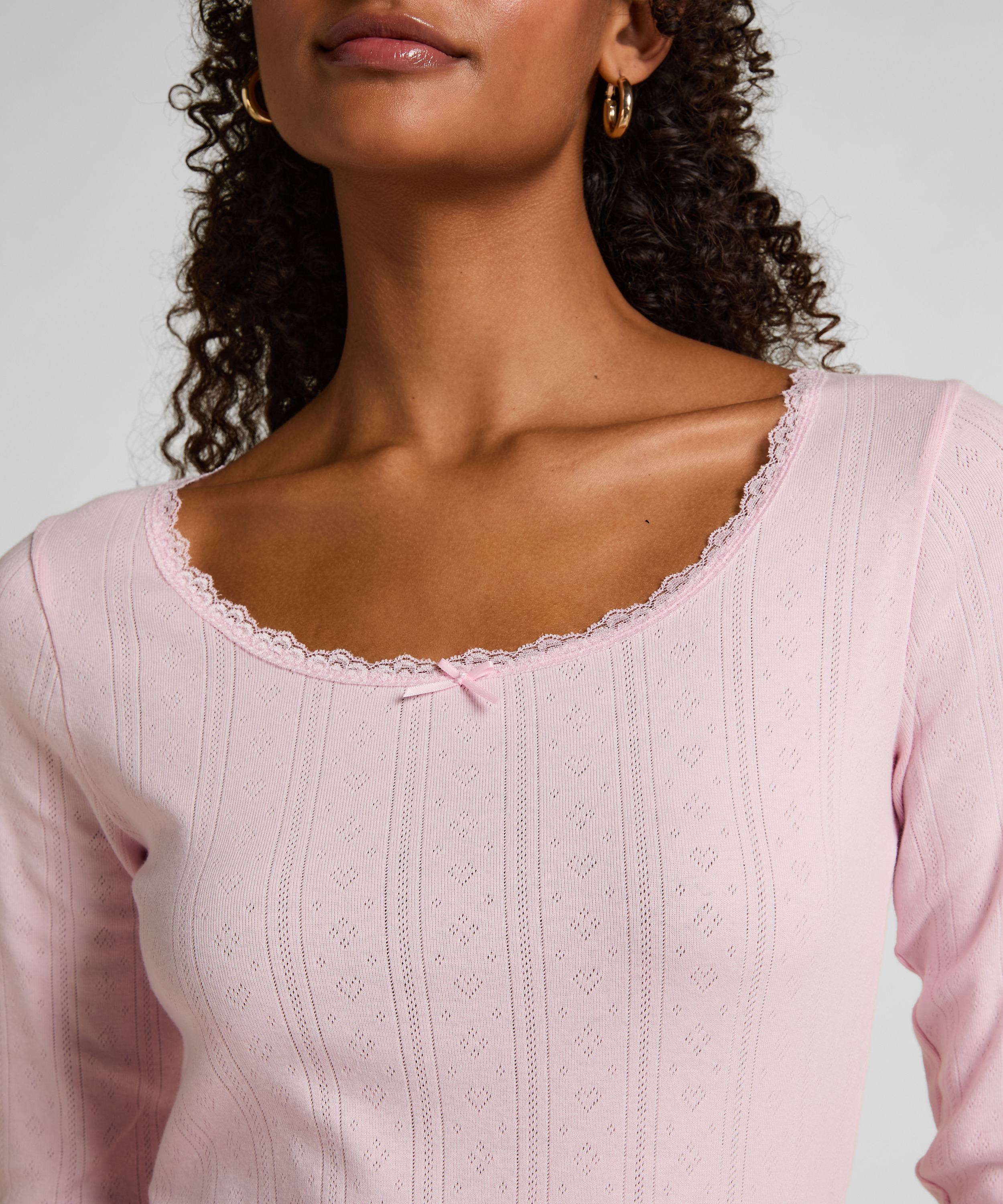 Pyjamatop Pointelle, Roze, main