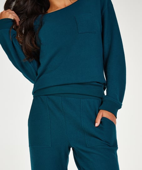Pyjama Waffle Placket, Blauw