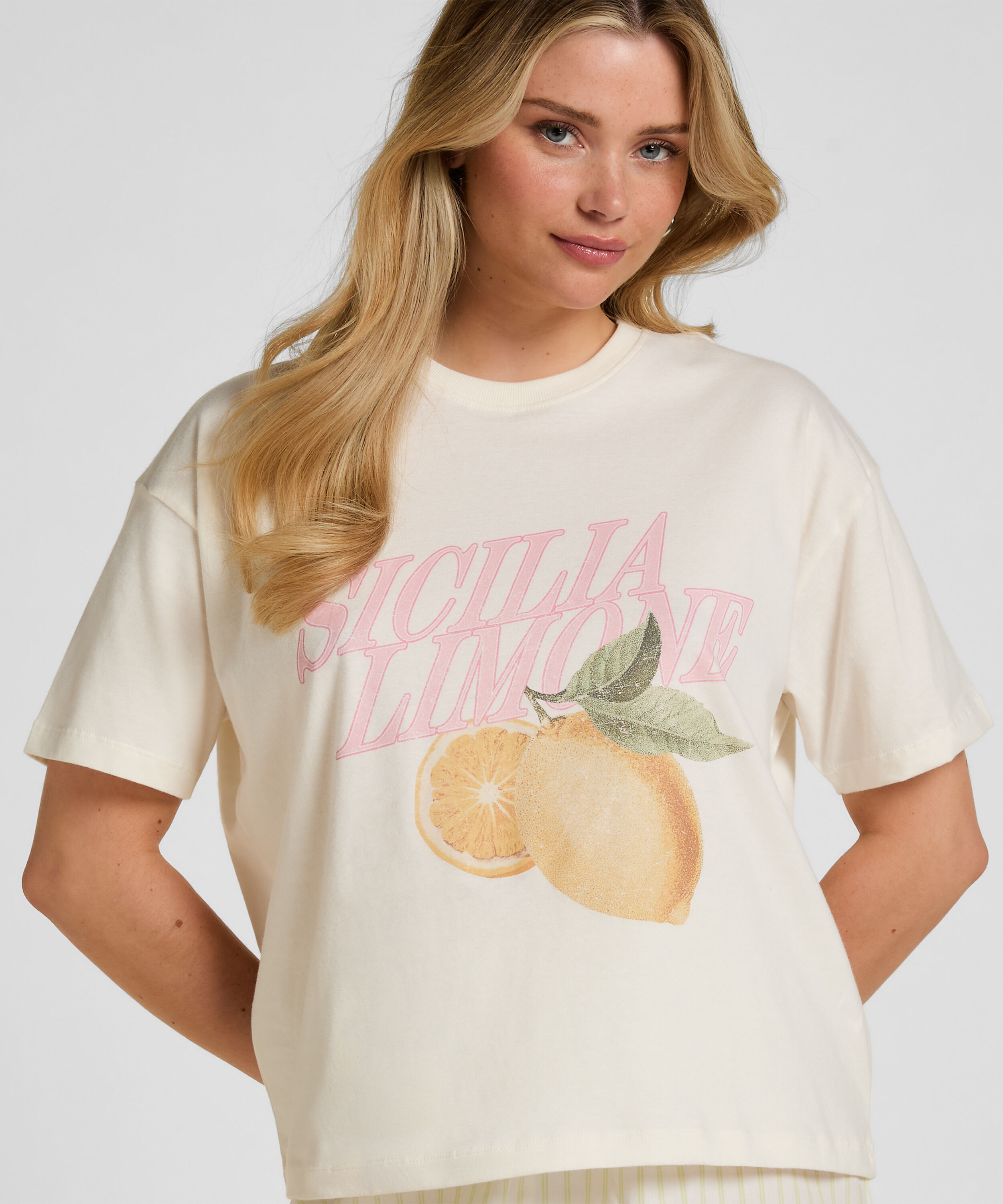 T-shirt met Print, Wit