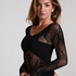 All-over fishnet body, Zwart