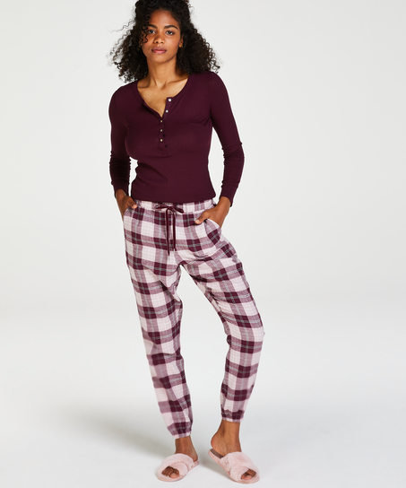 Pyjamabroek Twill check, Paars