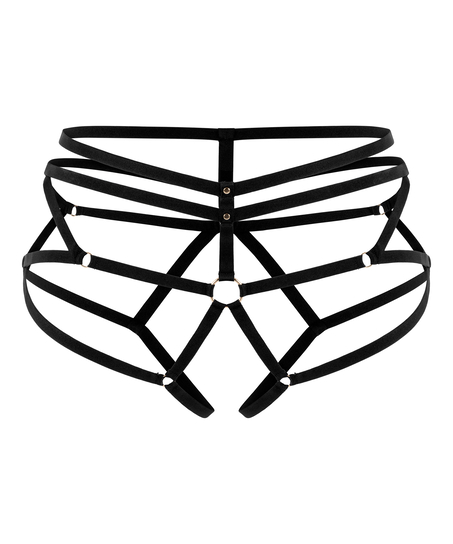 Slip ouvert élastique, Noir