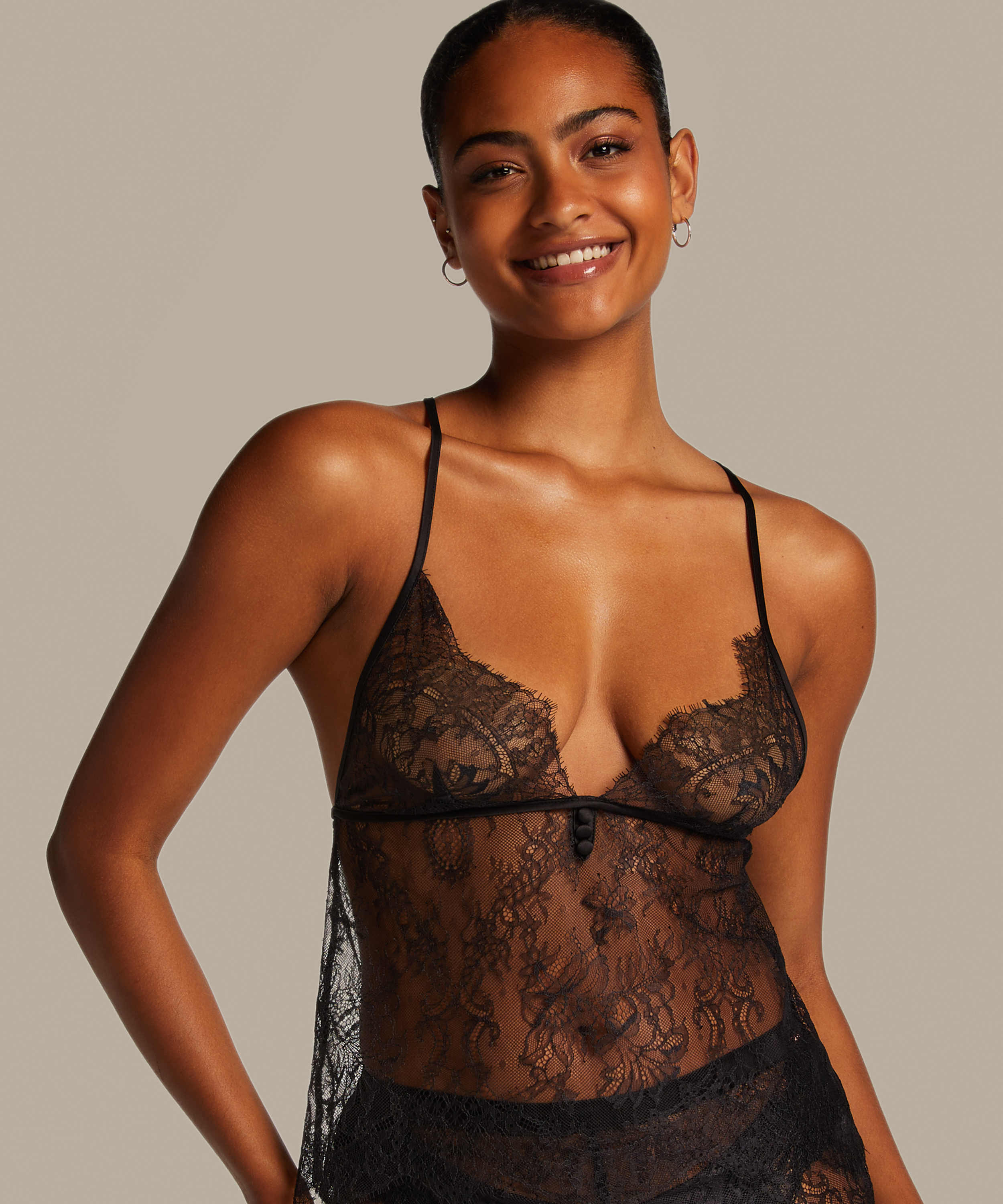 Cami Lace Delphine, Zwart, main