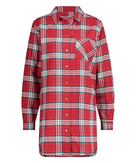 Chemise de nuit Boyfriend Check, Rouge