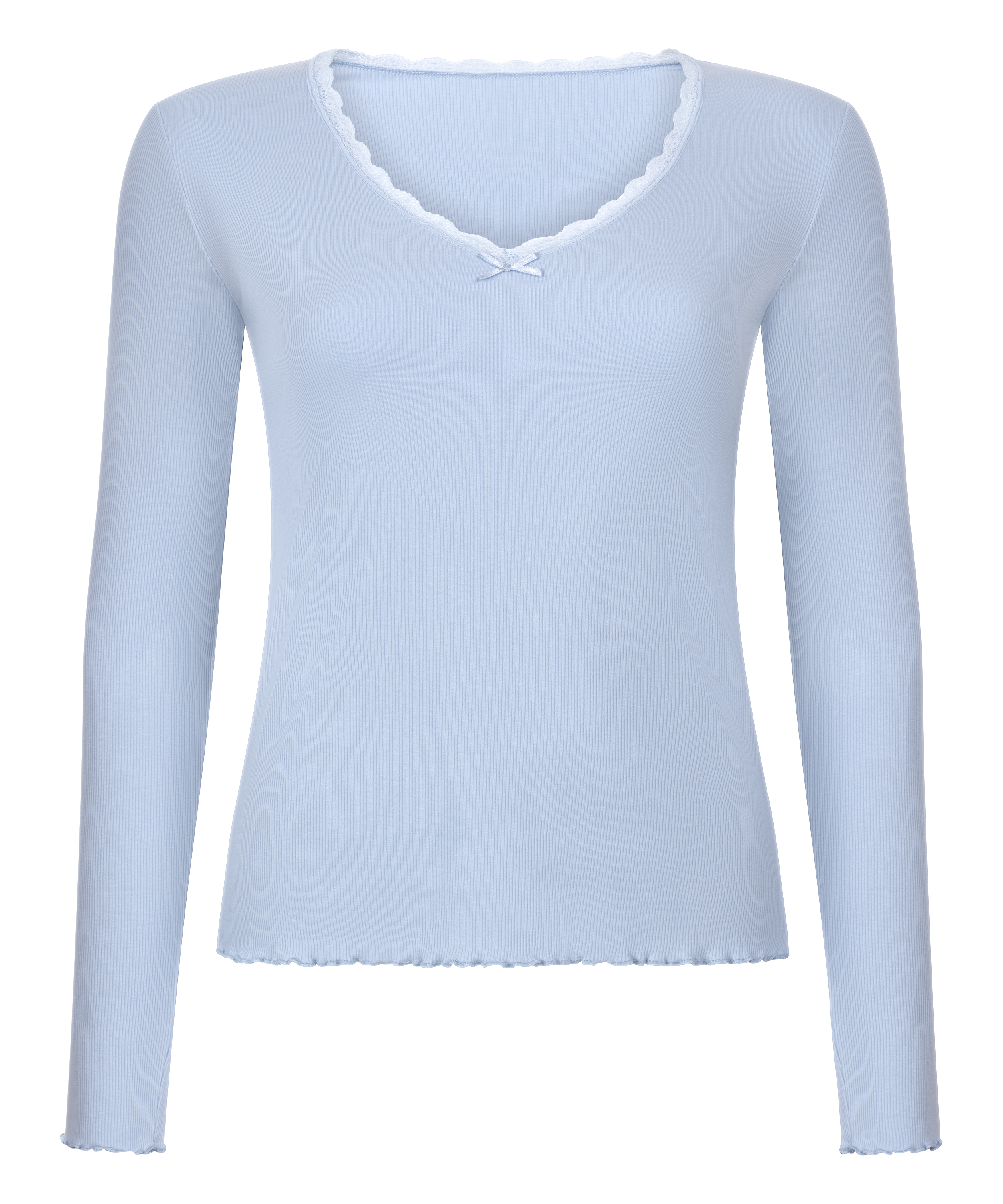 Geribde jersey top, Blauw, main
