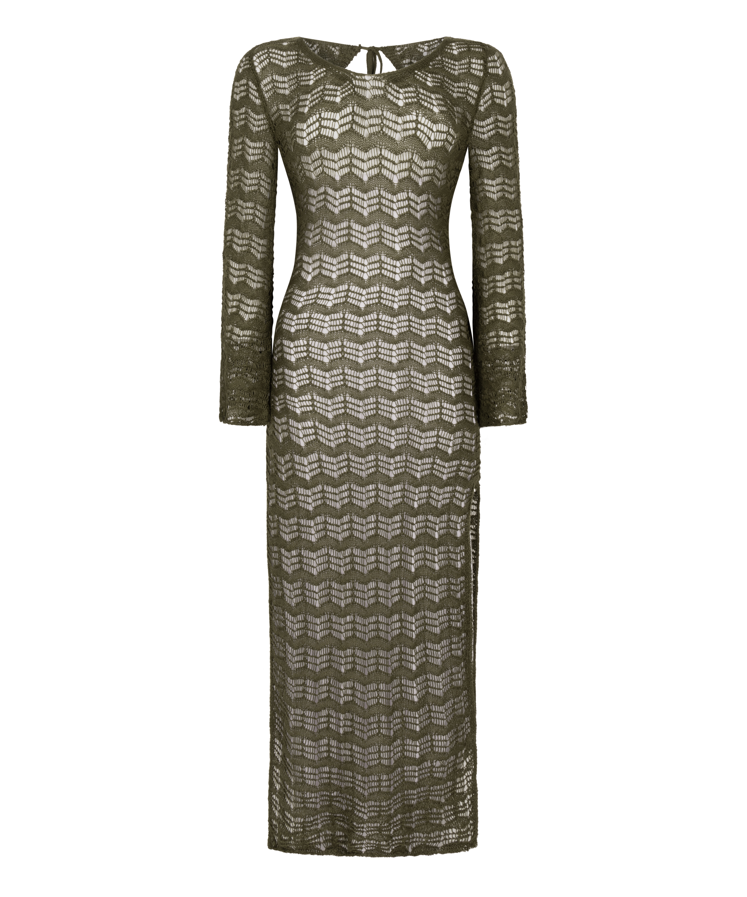 Robe maxi en crochet, Vert, main