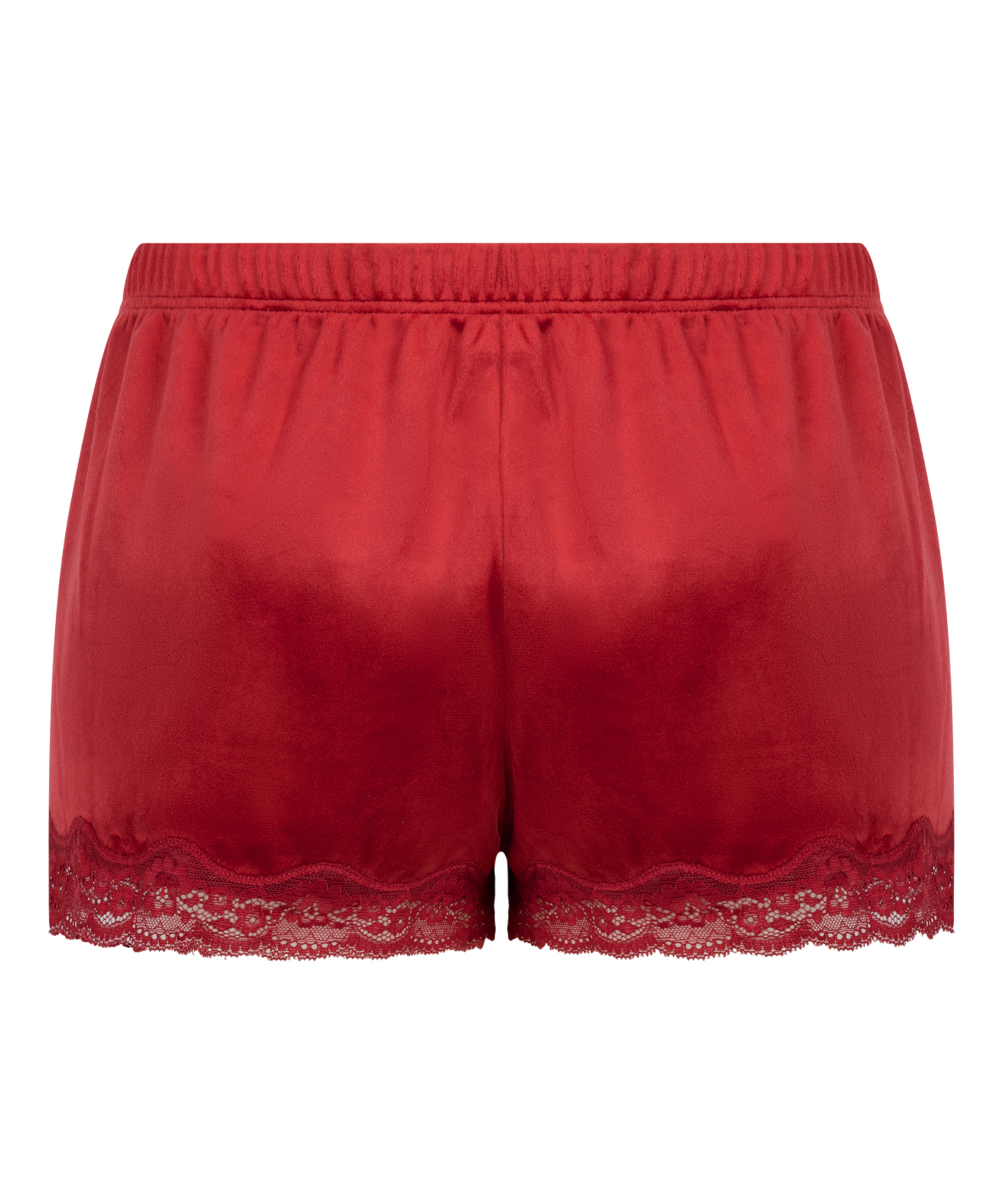 Short en velours à dentelle, Rouge, main