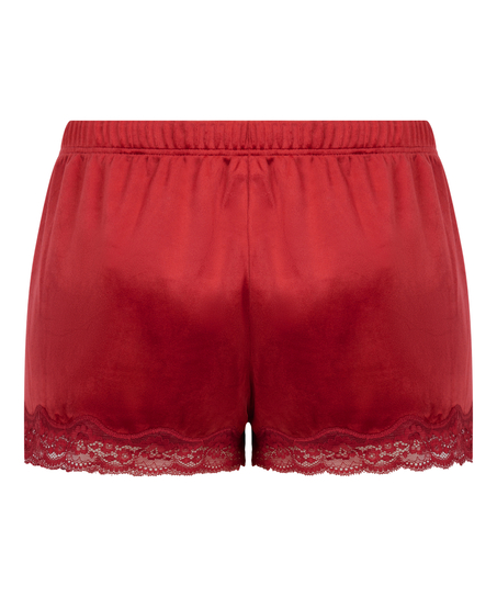 Short en velours à dentelle, Rouge