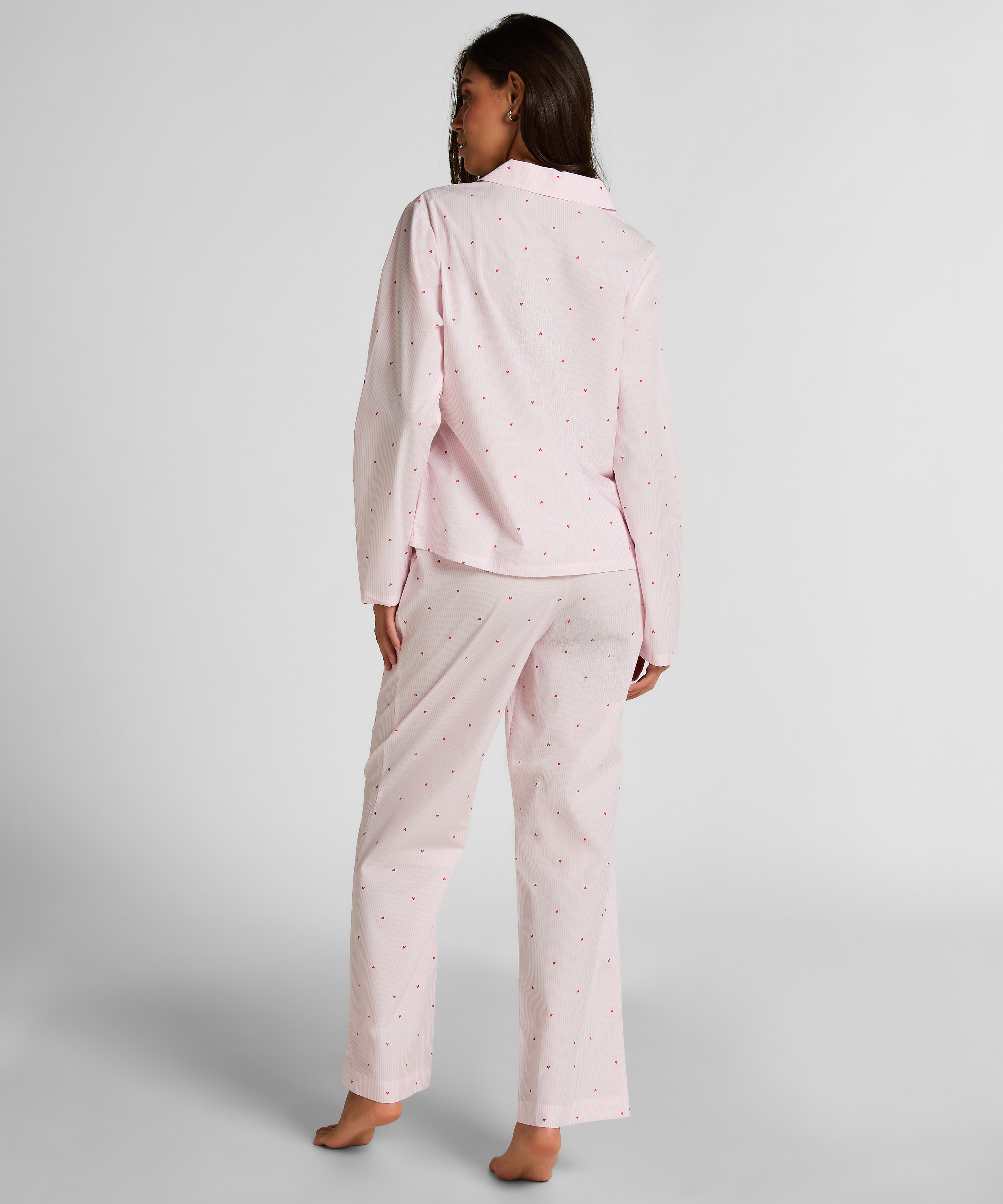 Pantalon Cotton Stripe Heart, Blanc, main