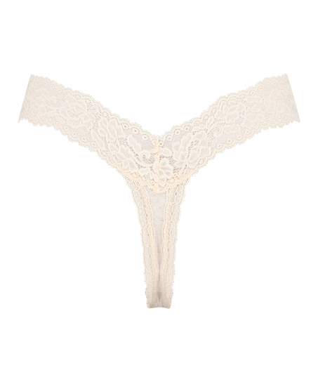 String taille extra basse en coton, Beige