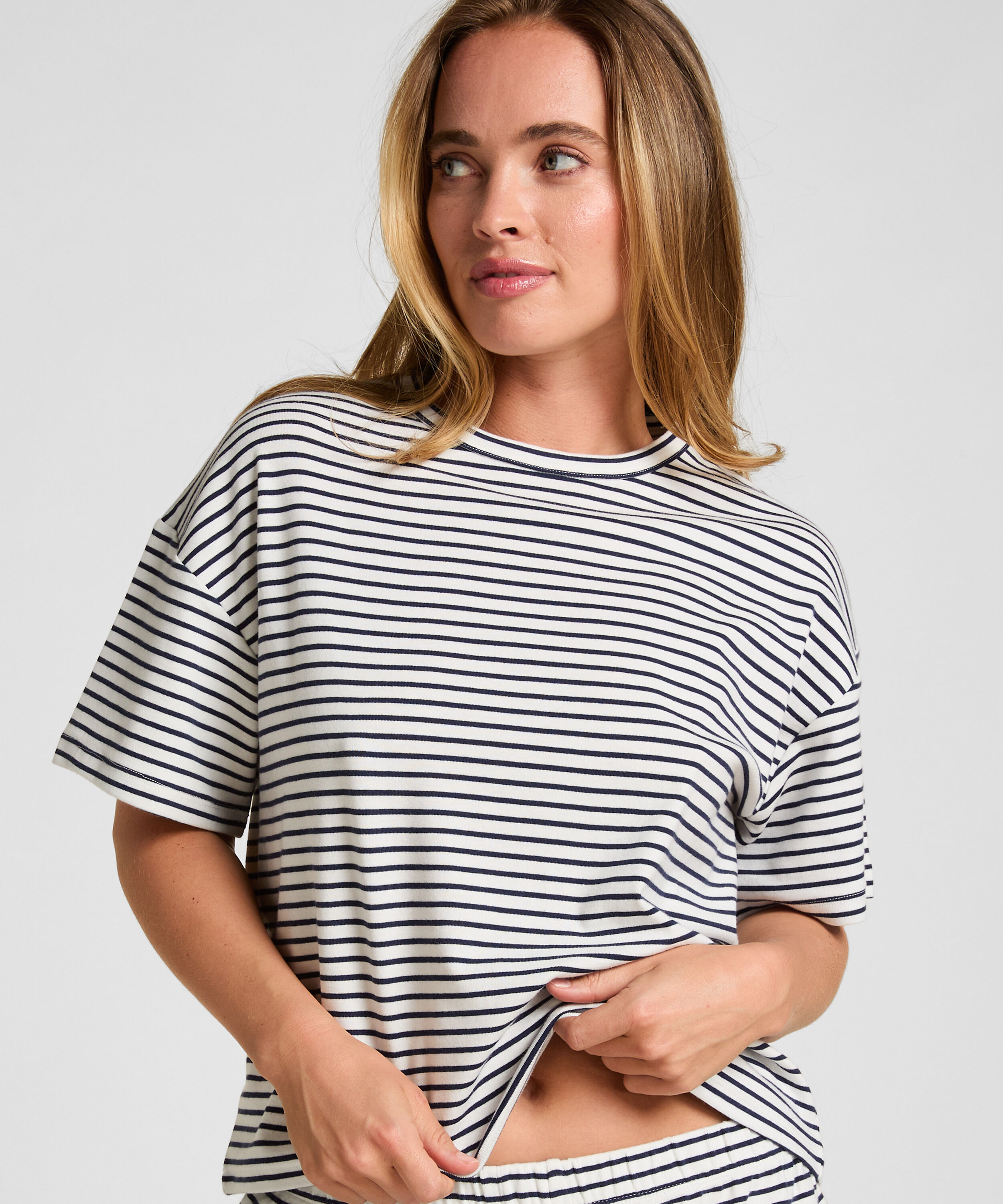 Pyjama Top Gestreept Jersey, Blauw