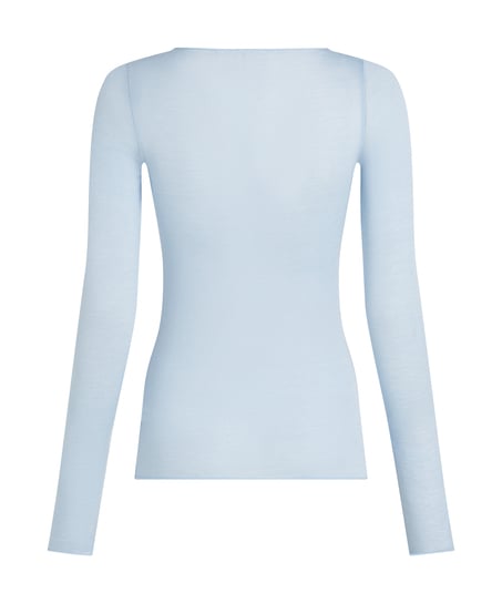 super soft Boothals shirt met Cashmere, Blauw