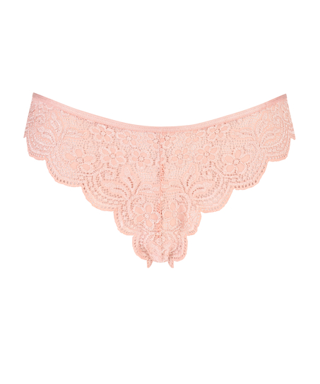Slip br&eacute;silien jambe haute, Rose