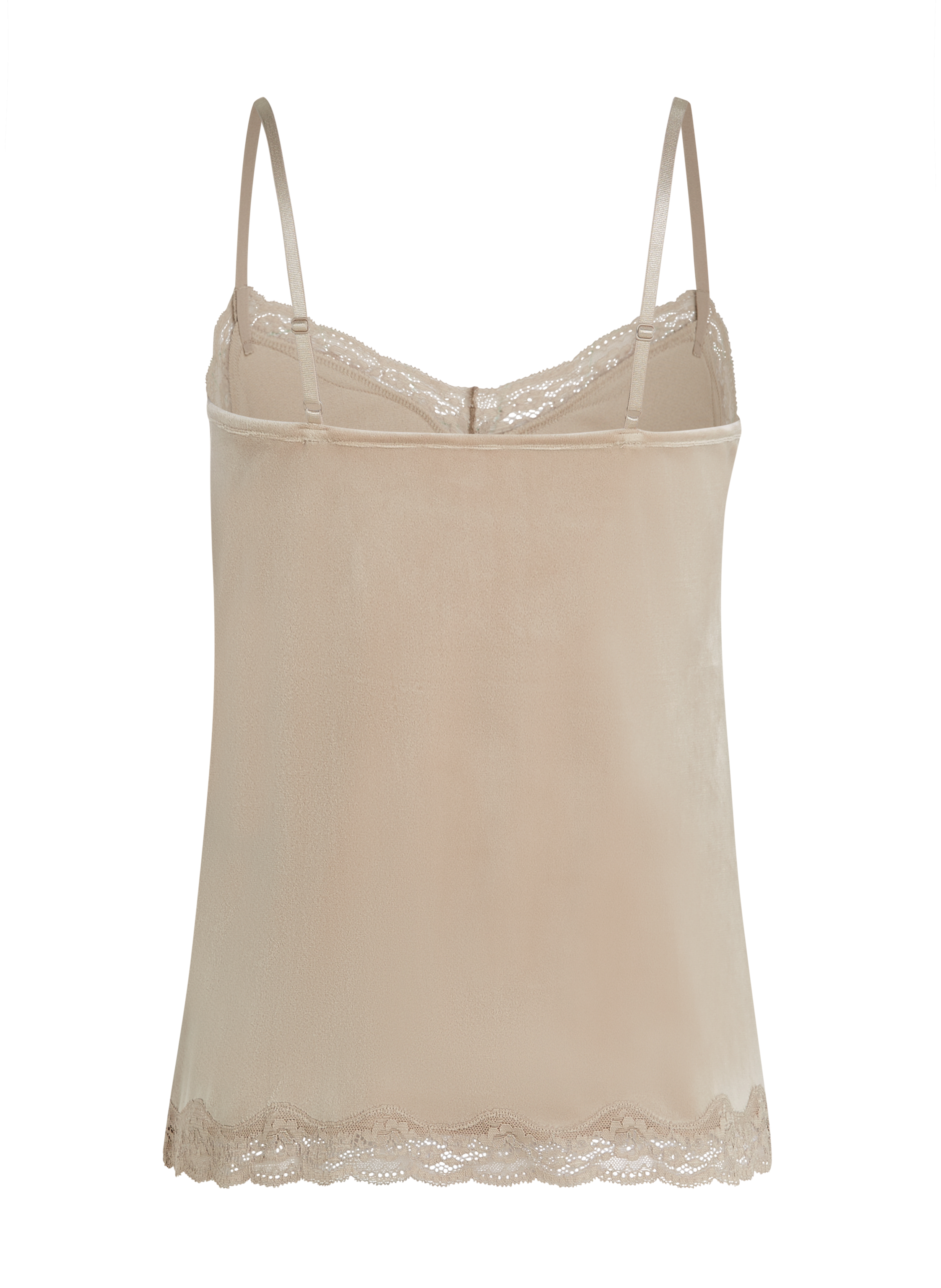 Camisole velours Dentelle, Beige, main