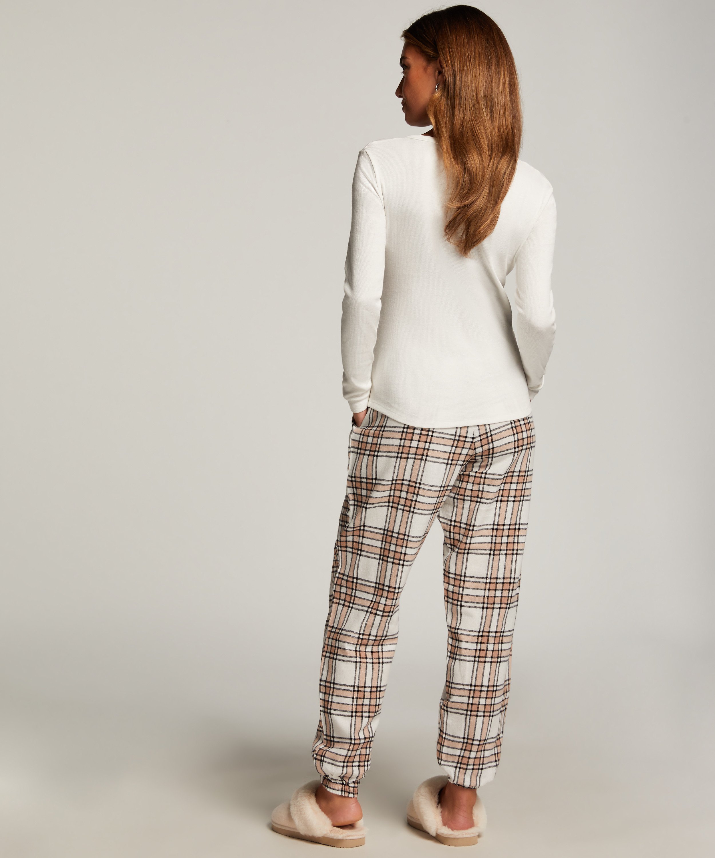 Pantalon de Pyjama Flanel, Beige, main