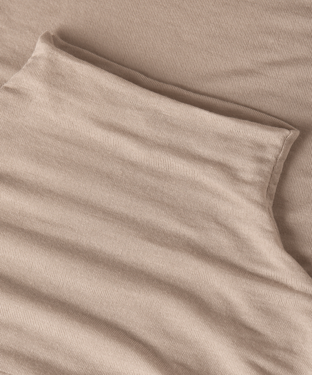 Haut avec cachemire &agrave; col roul&eacute; super soft, Brun