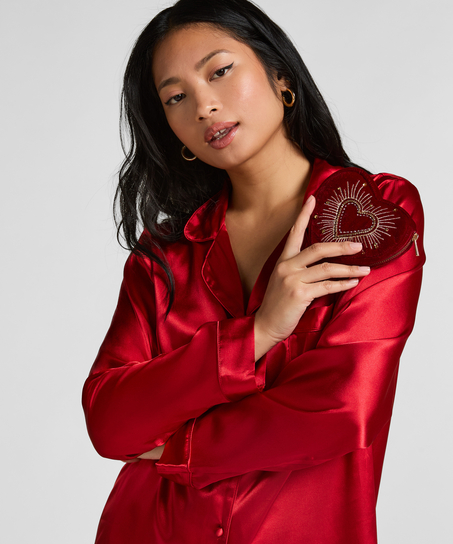 Hartvormig tasje met rits, Rood