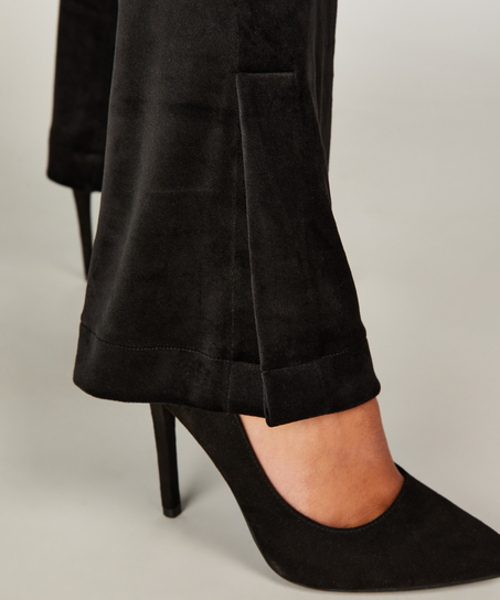 Flared Velours Legging, Zwart