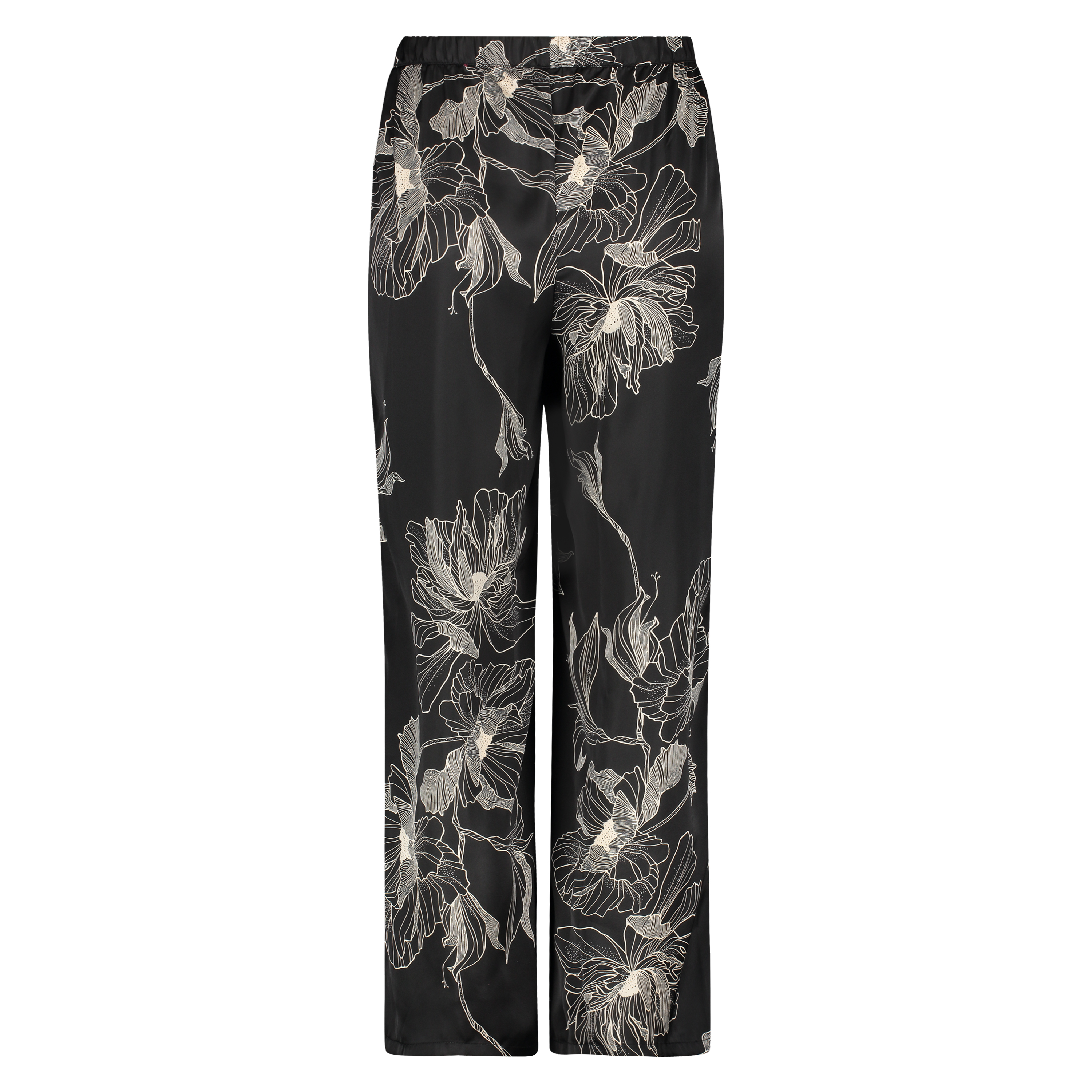 Petite Pantalon Palazzo satin Lotus, Noir, main