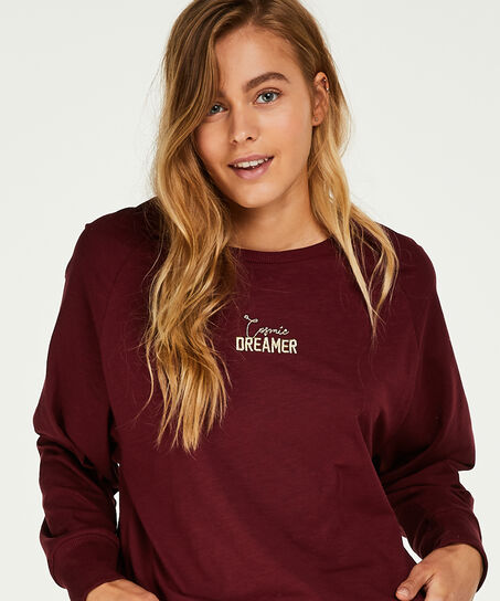 Pyjama top lange mouwen loose fit, Rood