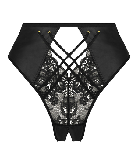 Hoge brazilian met open kruis Melissa, Zwart