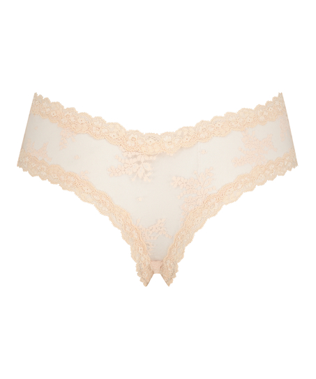 Slip br&eacute;silien V-shape mesh, Rose