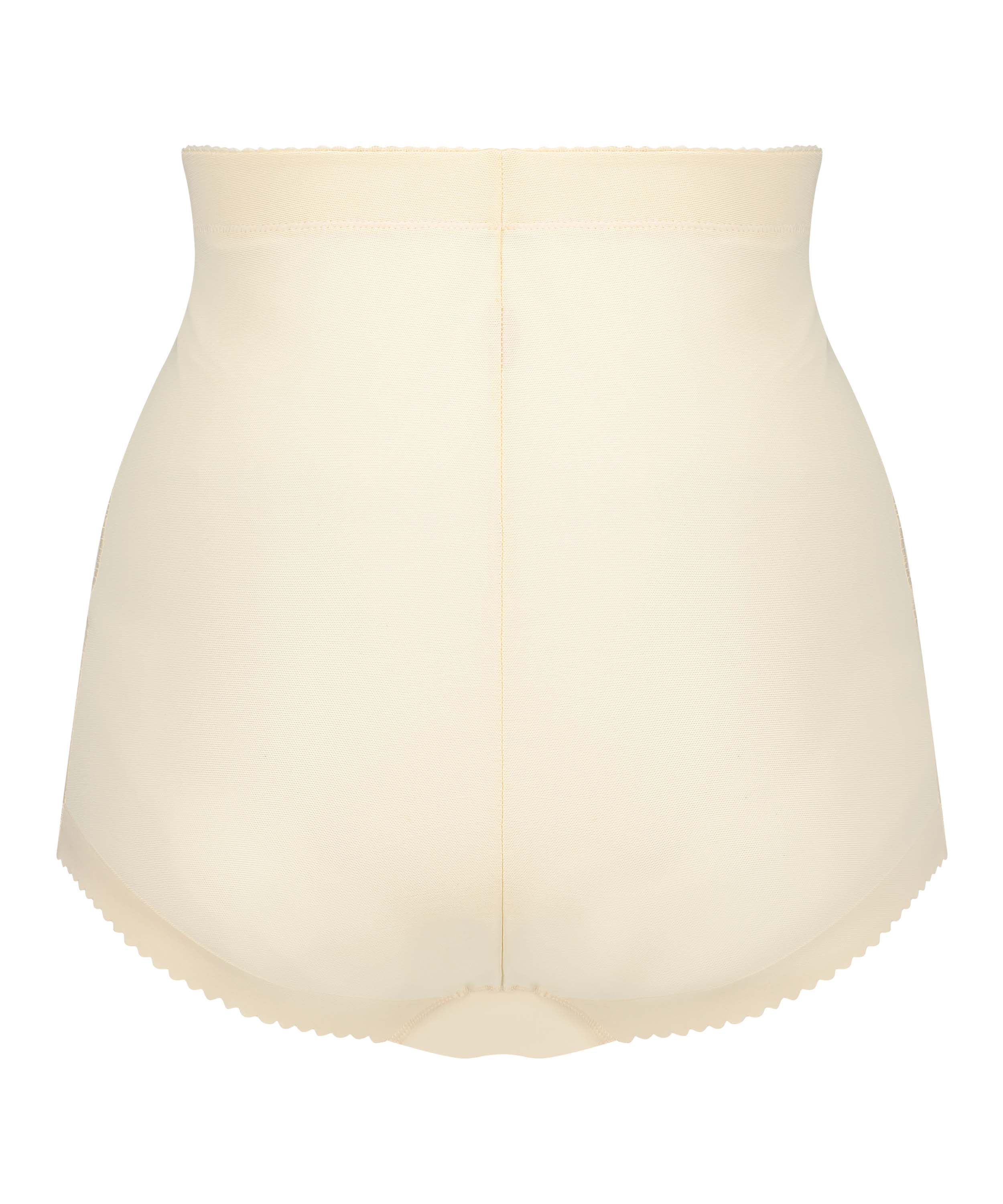 Culotte taille haute avec gaine sculptante en dentelle scuba - Level 3, Beige, main