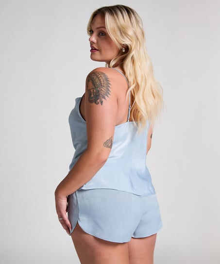 Short en satin Minimal, Bleu
