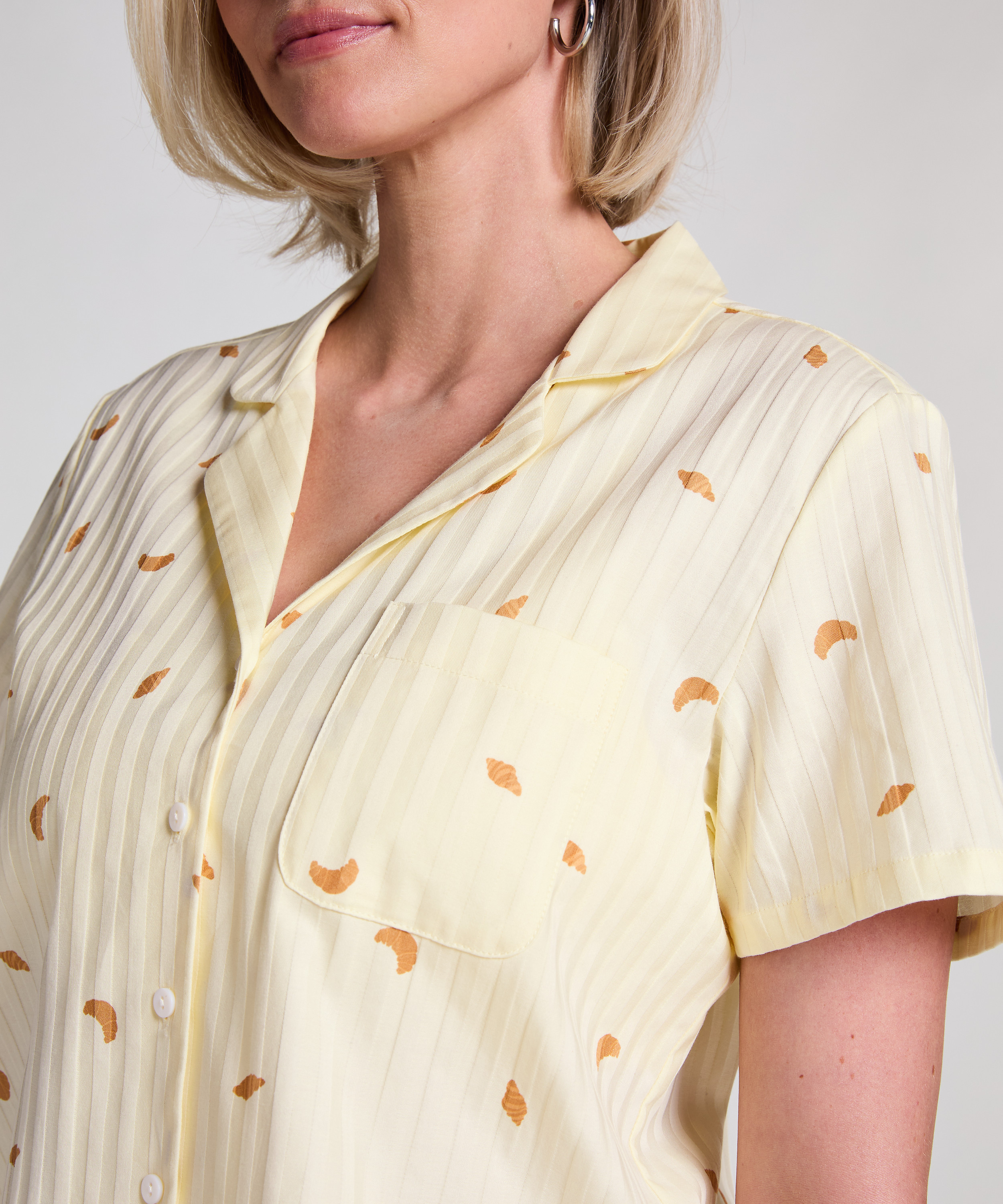 katoenen pyjama top, Geel, main