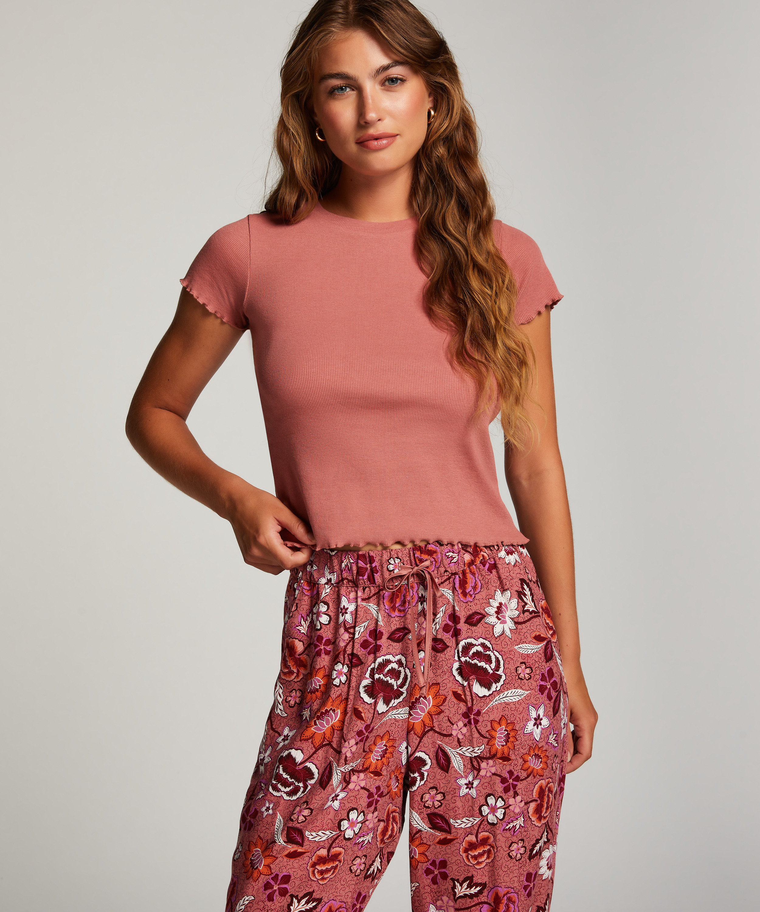 Chemise &agrave; manches courtes en coton, Rose, main