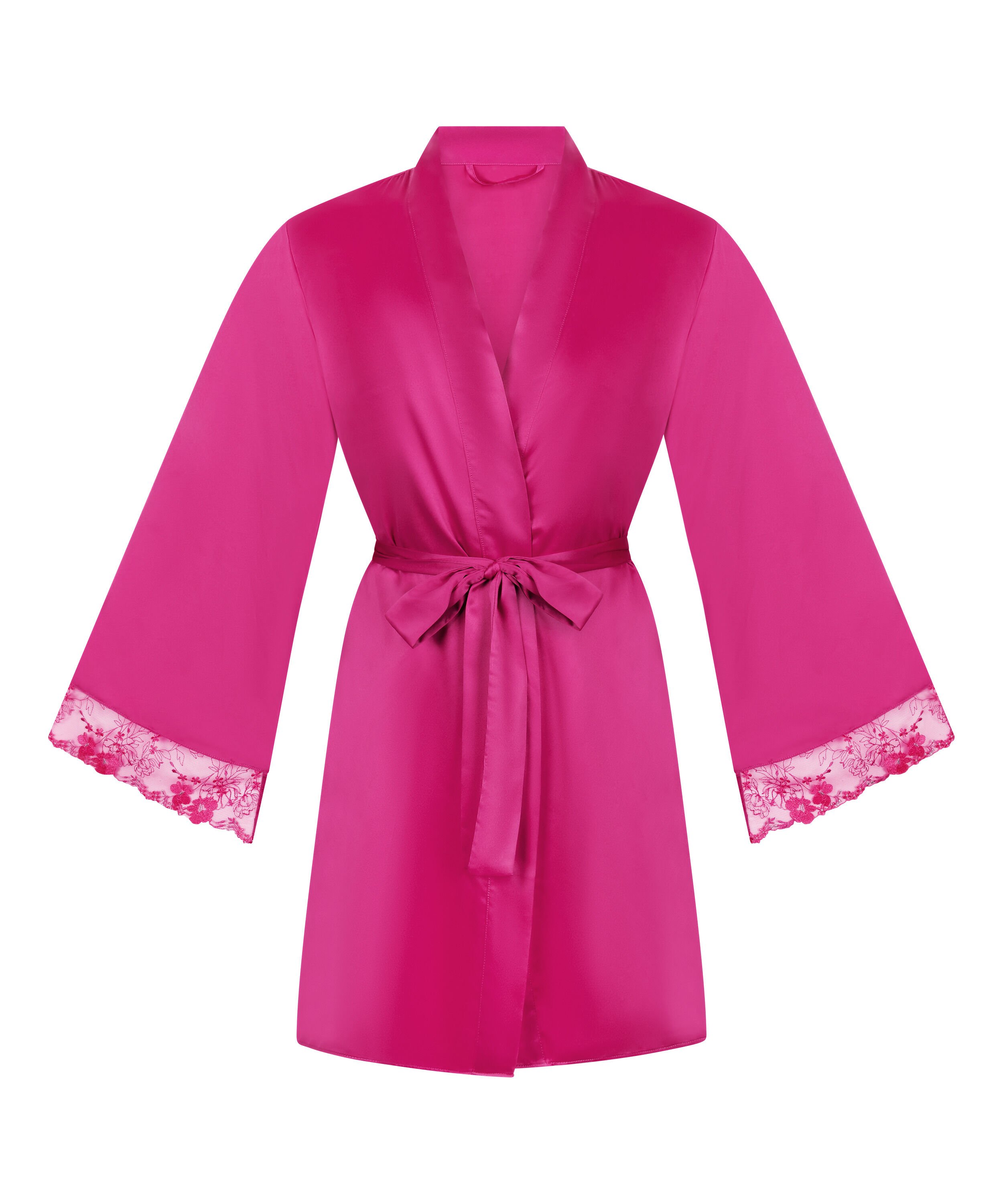 Kimono en satin Peonie, Rose
