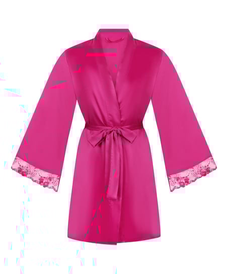 Kimono en satin Peonie, Rose