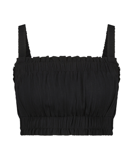 Crop top Ruched, Zwart