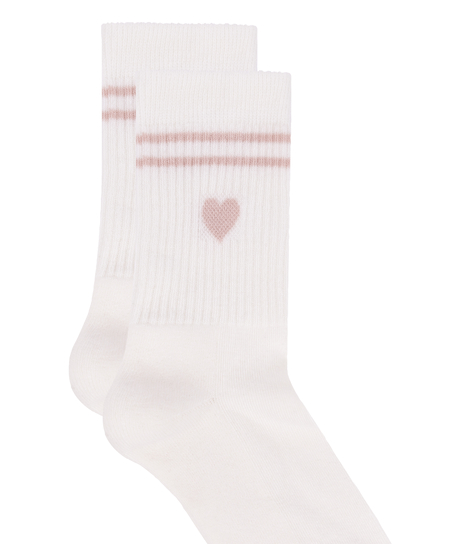 Chaussettes courtes en coton, Blanc