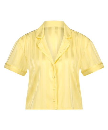 Veste &agrave; manches courtes en satin, Jaune