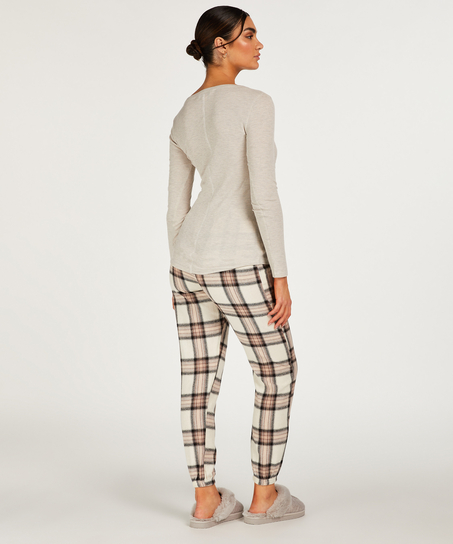 Petite Pyjamabroek Twill Check, Beige