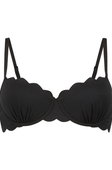 Hunkemöller Voorgevormde Beugel Bikinitop Scallop Zwart