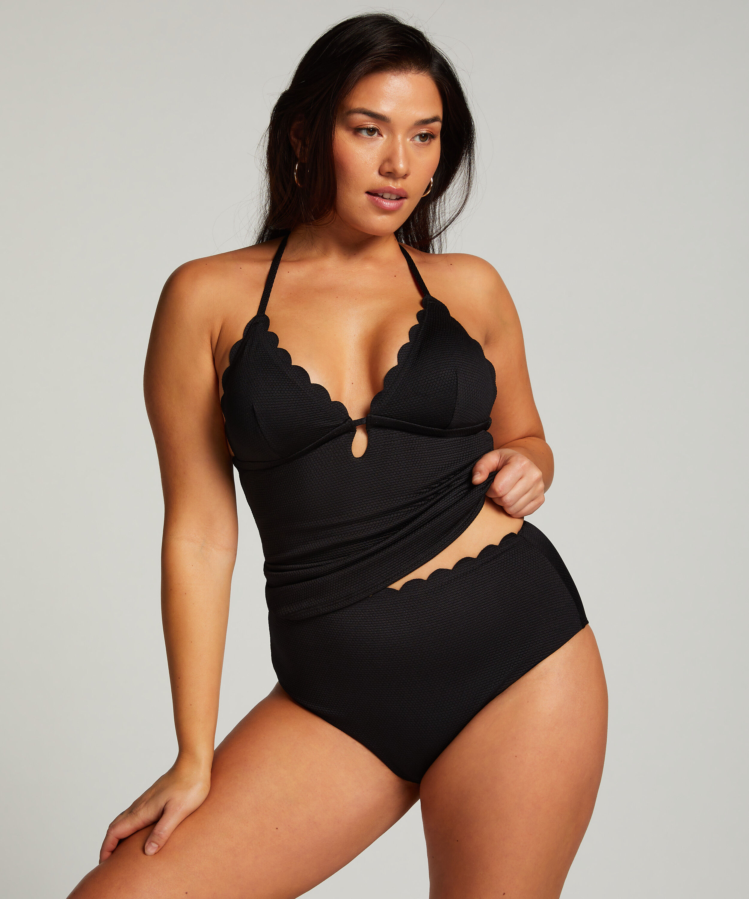 Slip de Bikini Rio Scallop, Noir