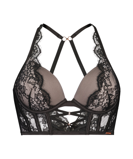 Voorgevormde push-up longline beugel bh Margaret Lucy Hale, Zwart